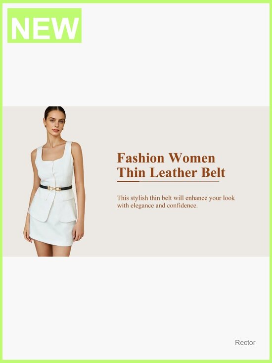 2 Pack Skinny PU Leather Belts - Adjustable Waist Belt for Jeans & Dresses with